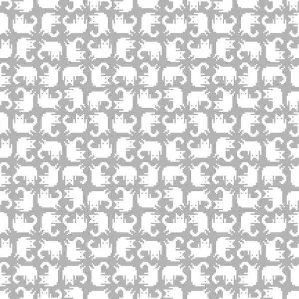Cat Pixel Art Muster Nahtlos Bit Klapphintergrund Verpixelte Babytextur Stockvektor