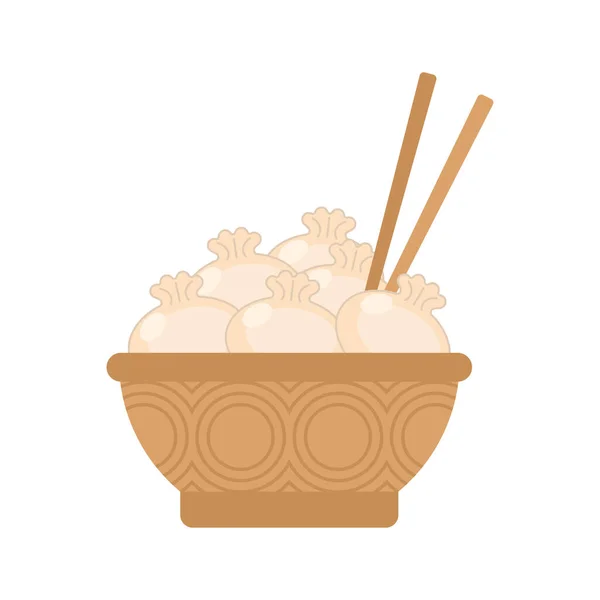 Chinese Dumpling Bowl Vector Illustration Royalty Free Stock Illustrations
