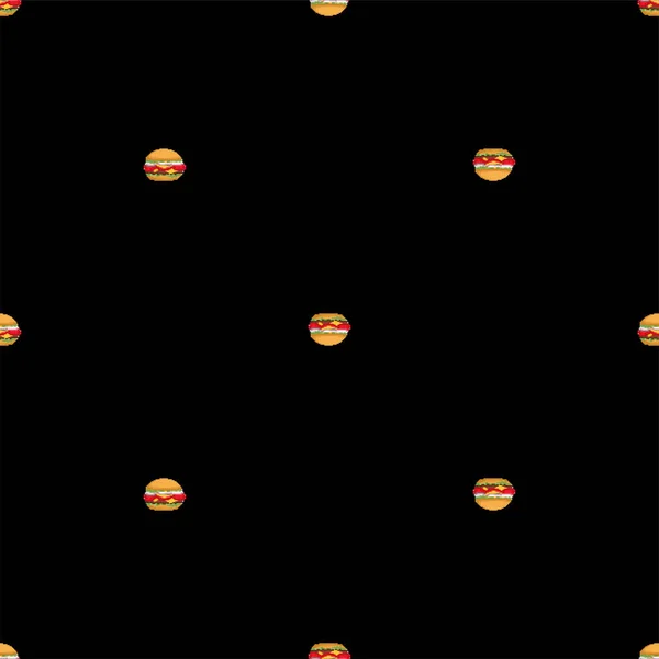 Burger Pixel Art Pattern Seamless Hamburger Pixelated Background Fast Food Stock Vector