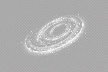 Işıltılı sihirli sarmal. Beyaz ışık efekti. Çizgileri olan parlak parçacıklar..