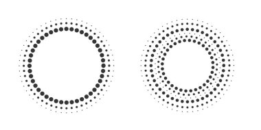 Yarım tonluk yuvarlak noktalı çerçeveler. Çerçeve, logo, web sayfaları, baskılar, posterler, şablon için tasarım ögesi.