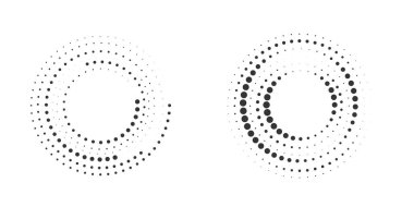 Yarım tonluk yuvarlak noktalı çerçeveler. Çerçeve, logo, web sayfaları, baskılar, posterler, şablon için tasarım ögesi.