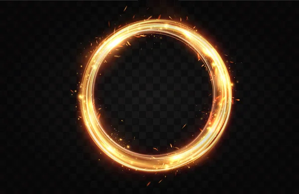 Golden circle with fire effects.Light effect.Vector.