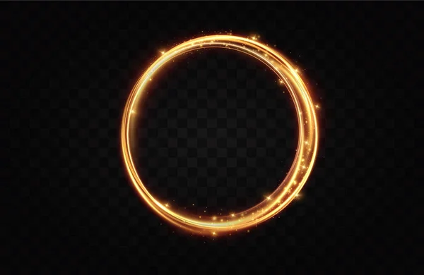 Golden circle with fire effects.Light effect.Vector