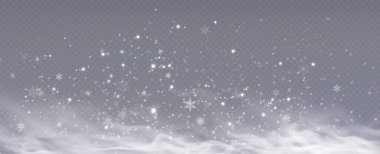 Gerçekçi yağan kar. Noel arkaplanı. Şeffaf bir arkaplanda izole edilmiş..