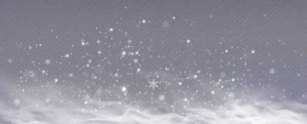 Gerçekçi Yağan Kar Noel Arkaplanı Şeffaf Bir Arkaplanda Izole Edilmiş — Stok fotoğraf