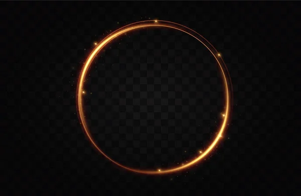 Golden circle with fire effects.Light effect.Vector