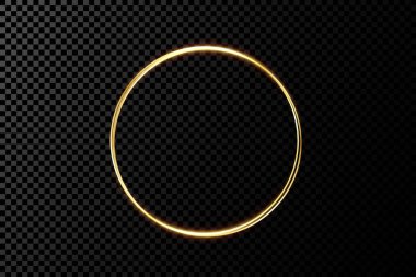 Ateş efektli altın çember. Işık efekti. Vektör..