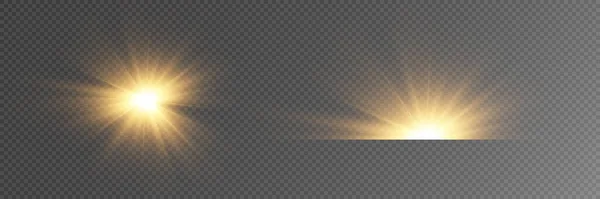 Gyllene Ljuspartiklar Gyllene Ljus Ljusstrålare Stjärnor Isolerade Transparent Bakgrund — Stockfoto