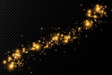 Altın pullar bir sürü ışıkla parlıyor. Parlayan toz. Altın parçacıkların lüks arkaplanı.