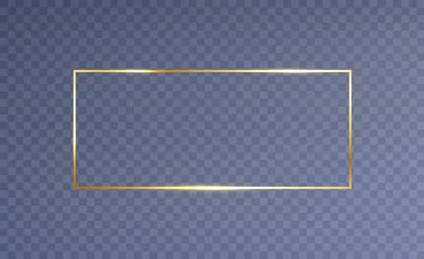 Золотая Рамка Эффектами Света Сияющее Прямоугольное Знамя Изолированный Черном Прозрачном — стоковое фото