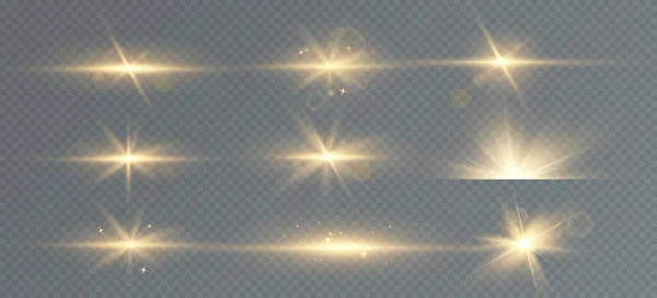 Zlaté Částice Světla Zlaté Světlo Světelná Světlice Hvězdy Izolované Průhledném — Stock fotografie