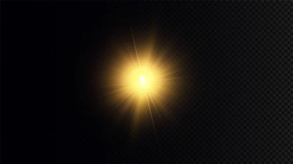 Złote Cząstki Światła Złote Światło Rozbłysk Światła Gwiazdy Odizolowane Przejrzystym — Zdjęcie stockowe