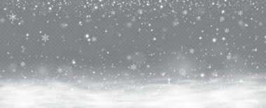 Realistic falling snow.Christmas background.Isolated on transparent background. clipart