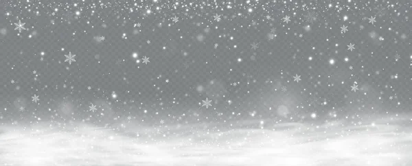 Gerçekçi yağan kar. Noel arkaplanı. Şeffaf bir arkaplanda izole edilmiş..