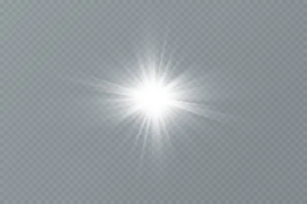 Białe Światło Świecące Eksploduje Przezroczystym Tle Rayem Przezroczyste Świecące Słońce — Zdjęcie stockowe