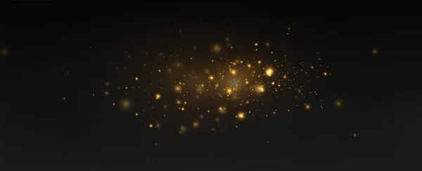 Kerstlichteffect Sprankelende Magische Stofdeeltjes Een Spoor Van Gouden Deeltjes Een — Stockfoto