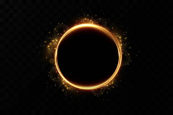 Gyllene Cirkel Med Brandeffekter Ljuseffekt Vektor — Stockfoto