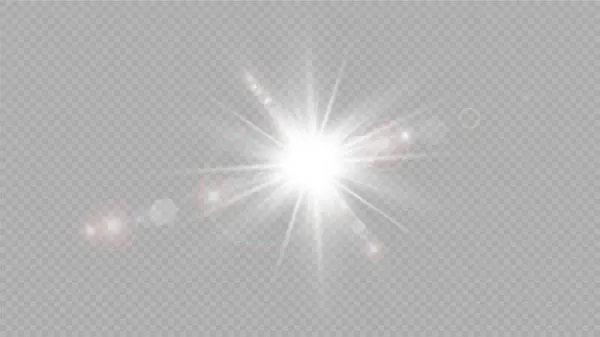 Luce Solare Trasparente Vettoriale Effetto Luce Brillamento Speciale Lente — Foto Stock