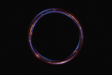 Neon daire, parlayan bayrak. İleti, reklam için yuvarlak çerçeve. Işık efekti..