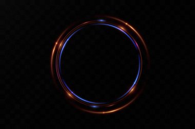 Neon daire, parlayan bayrak. İleti, reklam için yuvarlak çerçeve. Işık efekti..