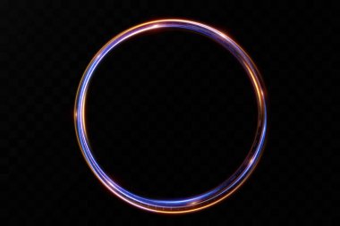 Neon daire, parlayan bayrak. İleti, reklam için yuvarlak çerçeve. Işık efekti..