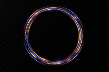 Neon daire, parlayan bayrak. İleti, reklam için yuvarlak çerçeve. Işık efekti..