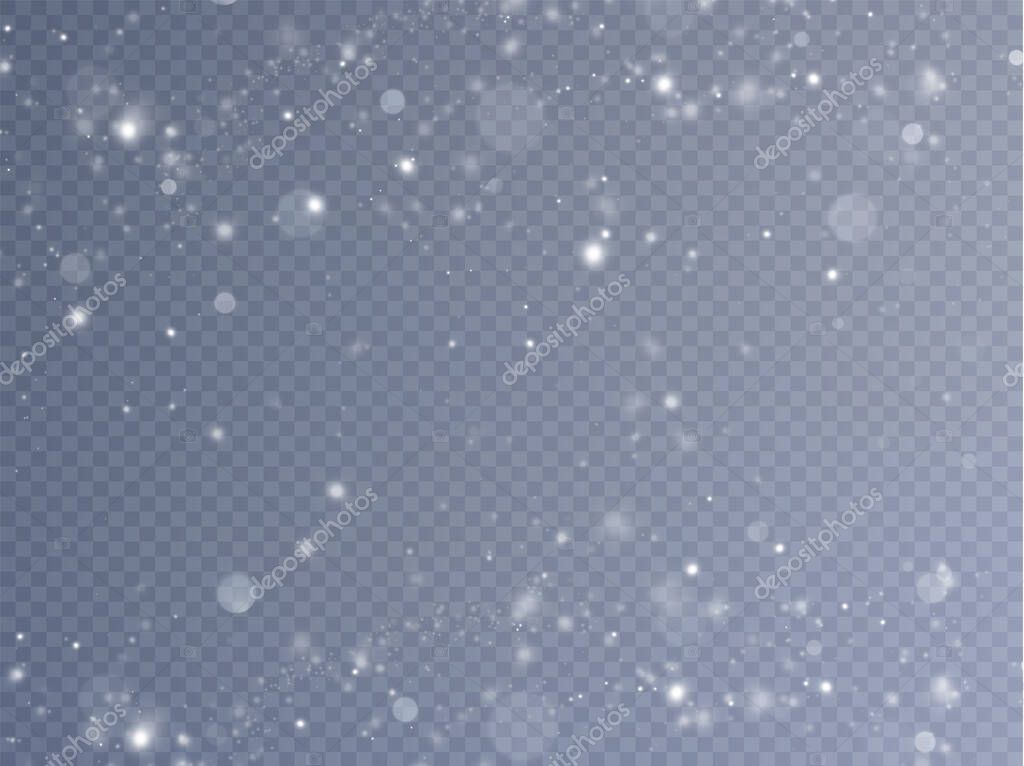 Shining stars.White shiny particles on a transparent background.Sparkling star dust.For packaging of children's toys, gifts, cards, banners.Vector.