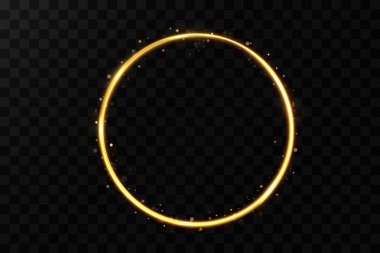 Parıltılı altın halka reklam çerçevesi. Altın yüzük pırıltısı. Noel altın madalyaları. Metin için yeri olan parlak kenarlık.