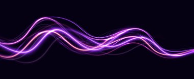 Neon hız çizgileri. Dinamik ışık hareketi izleri. Işık dalgası, iz çizgisi.
