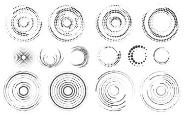 Yarım tonluk yuvarlak noktalı çerçeveler. Çerçeve, logo, web sayfaları, baskılar, posterler, şablon için tasarım ögesi.