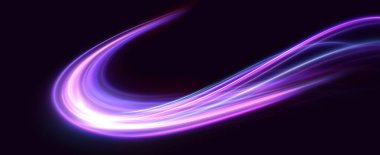 Neon hız çizgileri. Dinamik ışık hareketi izleri. Işık dalgası, iz çizgisi.