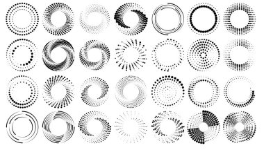 Yarım tonluk yuvarlak noktalı çerçeveler. Çerçeve, logo, web sayfaları, baskılar, posterler, şablon için tasarım ögesi.
