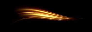 Yüksek hızlı trafiğin soyut ışık çizgileri, altın renkler. Neon kıvrımları parlıyor. Soyut hareket. Neon mavi hız çizgileri. Dinamik izler.