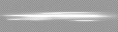 Beyaz yatay lensler parlıyor. Lazer ışınları, yatay ışık ışınları. Şeffaf vektör ışık efekti seti, patlama, parlaklık, kıvılcım, güneş patlaması.