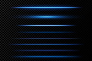 Mavi rengin vektör çizimi. Işık etkisi. Soyut lazer ışınları. Kaotik neon ışınları .