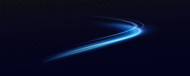 Neon çizgileri mavi hızda. Işık hareketinin dinamik izleri. İzin ışık dalgası, iz çizgisi. Gelecekçi neon ışık çizgileri. Işık hareketi etkisi. Sinirsel ağ