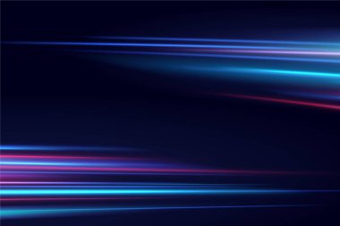 Parlak Hız İzleri. Mavi Hız. Elektrikli Ufuk. Neon Hızı Akışı