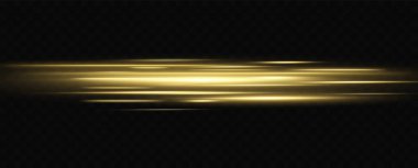 Sarı ışık ve hızlı hareket eden çizgiler şeffaf arkaplan üzerinde.