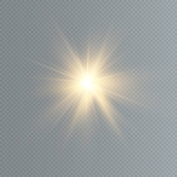 Векторное освещение. Яркий луч света. Прозрачный реалистичный эффект. Этап света. Вектор