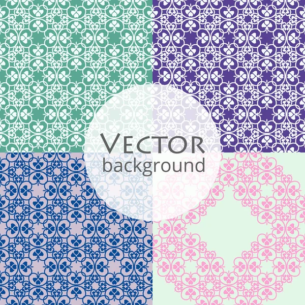 Vector Illustration Floral Set Seamless Patterns Simple Illustrations Flat Style — Stock Vector