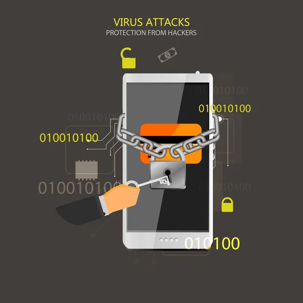 Vector Illustration Concept Protection Hacking — Stock Vector