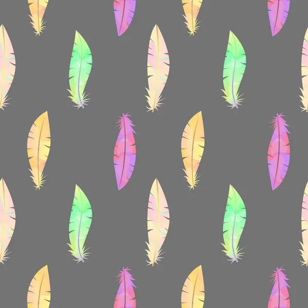 Векторная Иллюстрация Бесшовного Рисунка Цветных Перьев Перья Стиле Бохо — стоковый вектор