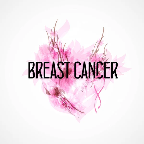 带着粉红丝带的矢量美女乳腺癌认知月 — 图库矢量图片
