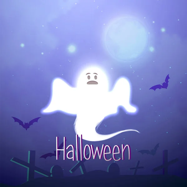Vector Illustration Concept Halloween Ghost Graveyard — Stock Vector