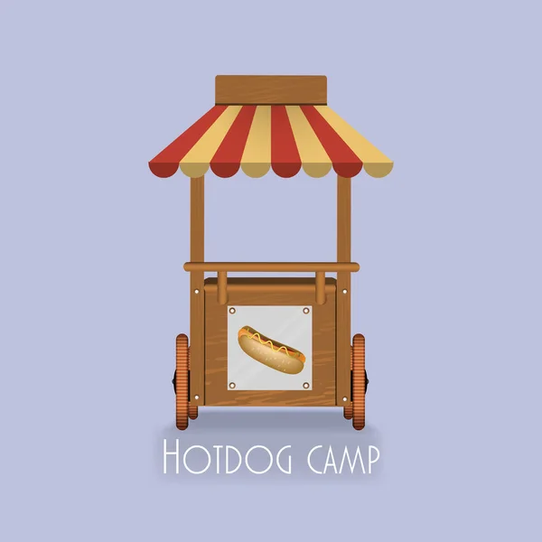Sklep Sprzedający Hot Dogi Ketchupem Musztardą Baner Plakaty Menu Broszury — Wektor stockowy