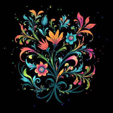 Merkezinde çiçek deseni olan soyut bir arkaplanın vektör çizimi.