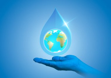Net olarak karbon nötr. Mavi el NetZero sembolleri ile kirliliği ve etkin yönetimi temsil ediyor - yenilenebilir enerji, azaltılmış CO2 emisyonları, yeşil üretim ve atık geri dönüşümü.