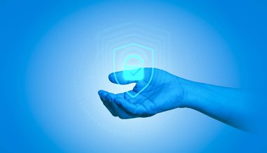 Mavi el, kurumsal ve finansal işlem verilerini siber tehditlerden koruyan ve verileri şifreleyen bir internet ağ güvenlik sisteminin işaretidir. Veri koruması ve siber güvenlik