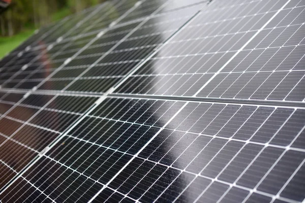 Nahaufnahme Von Solarmodulen Alternatives Energiekonzept — Stockfoto